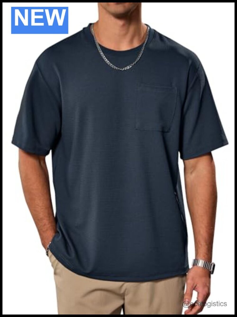 Men's Pocket T-Shirt Oversized Heavyweight Textured Casual Tee